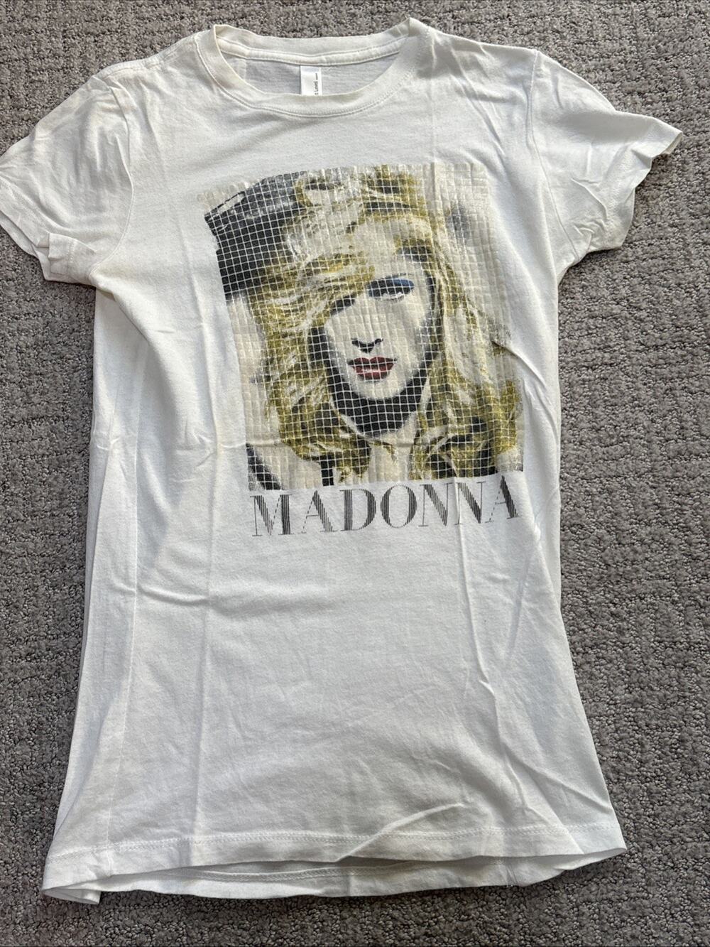 Next Level Apparel Madonna graphic Women’s White Tee Shirt Size Small